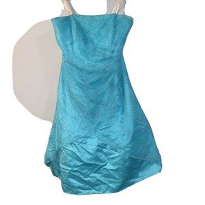 ONYX Nite Baby Blue Glittered A-line Prom Formal Evening MIDI Dress Size 14